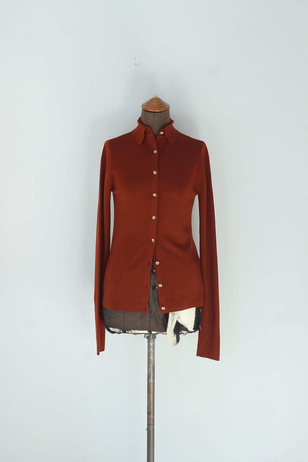 VILLD "high neck polo cardigan" (brown)