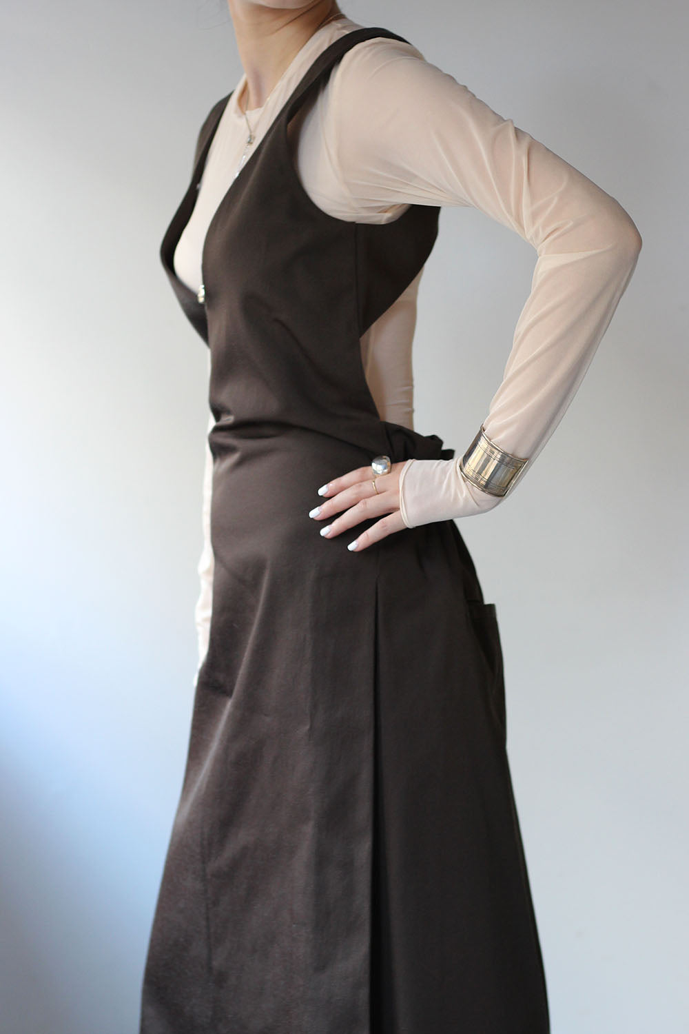 JUN MIKAMI "nylon wool  one piece" (dark brown)