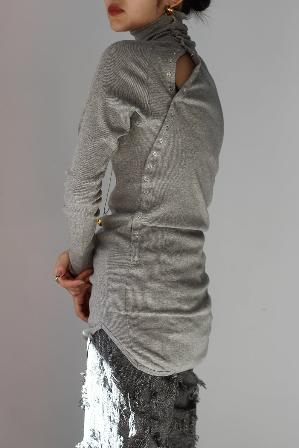 JUN MIKAMI "turtleneck long sleeve cut sew" (gray)