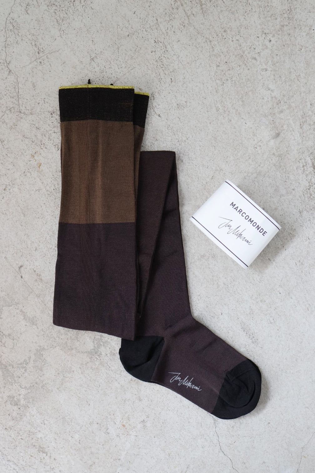 Marcomonde × JUN MIKAMI "bicolor tights" (choco/yellow)
