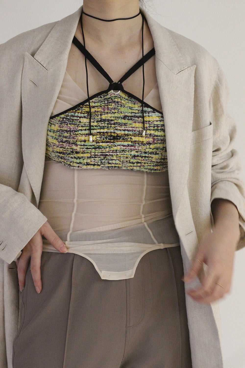 JUN MIKAMI "confetti yarn triangle top" (yellow)