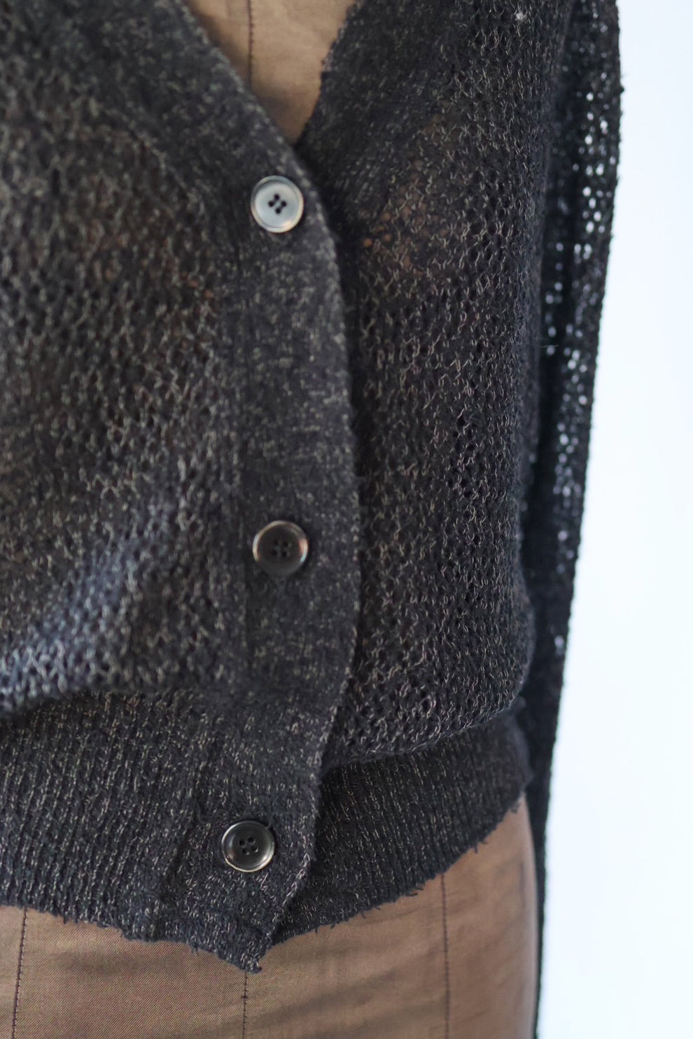 NEPLA "short cardigan mini net knit" (mix black)