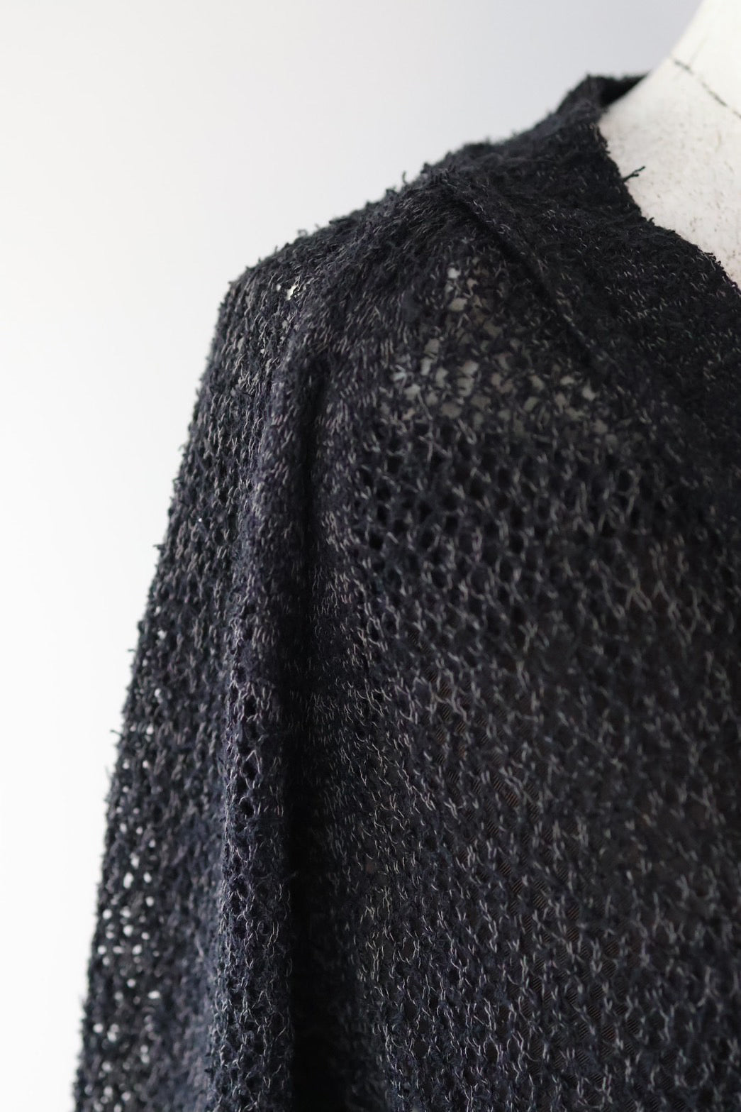 NEPLA "short cardigan mini net knit" (mix black)