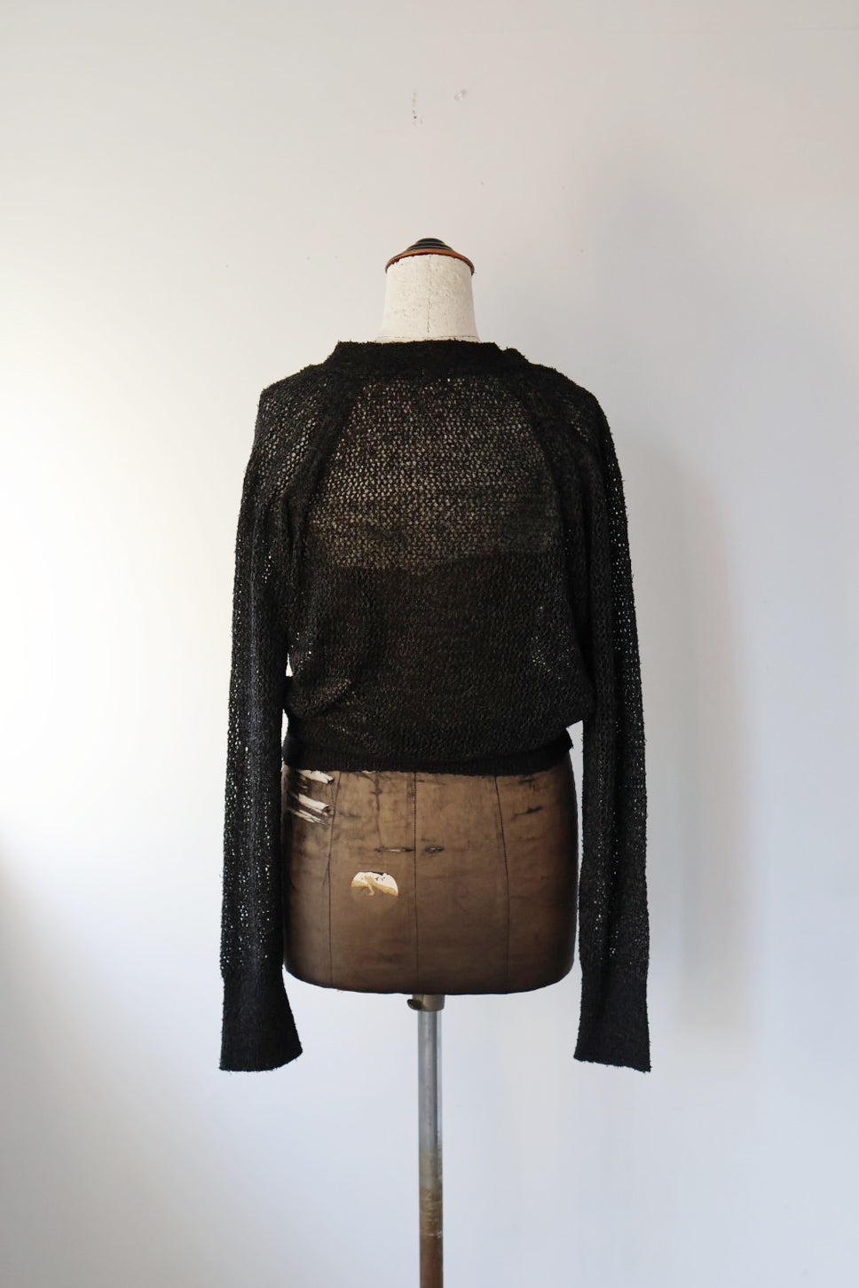 NEPLA "short cardigan mini net knit" (mix black)