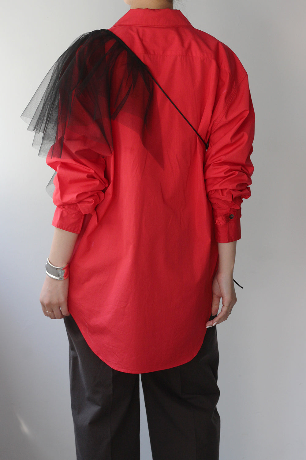 JUN MIKAMI "broad open collar shirt" (red)
