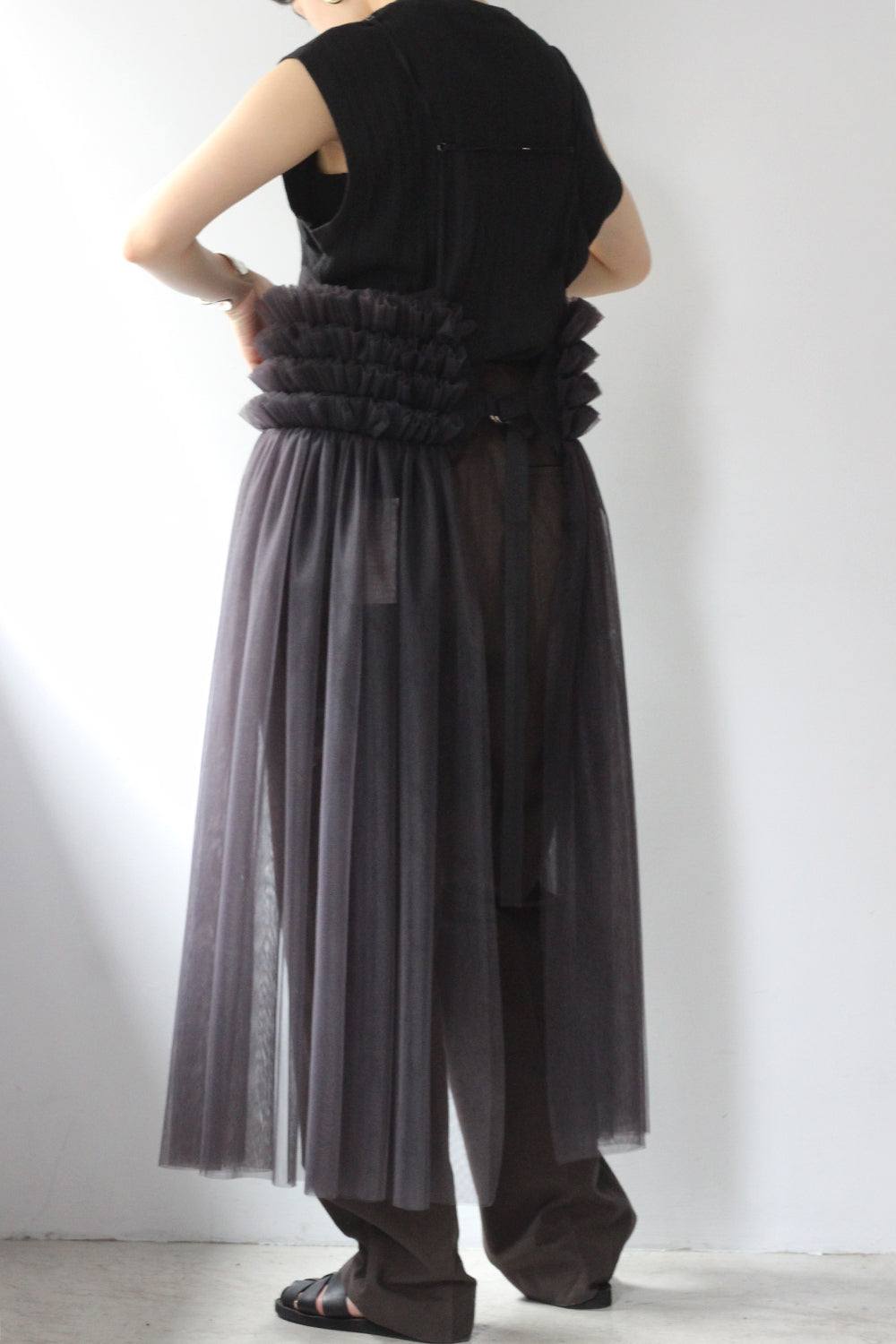 RYU KAGA "Commerbund tulle skirt" (black)