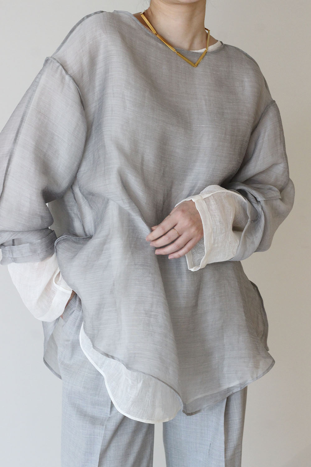 ERiKO KATORi "chanbray organdy top" (gray)