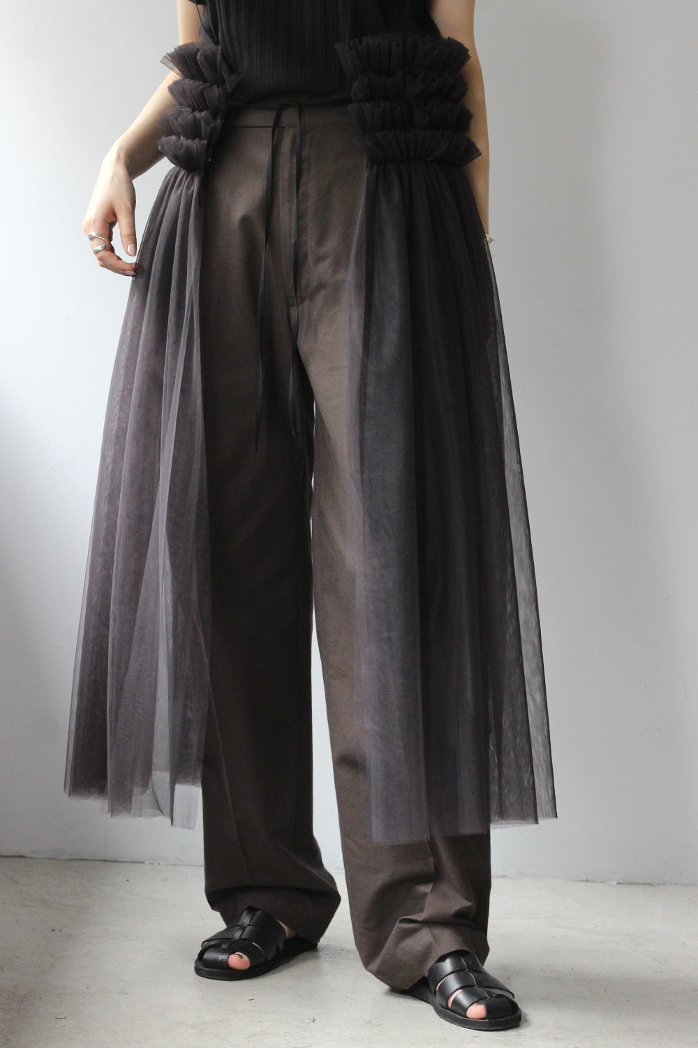 RYU KAGA "Commerbund tulle skirt" (black)