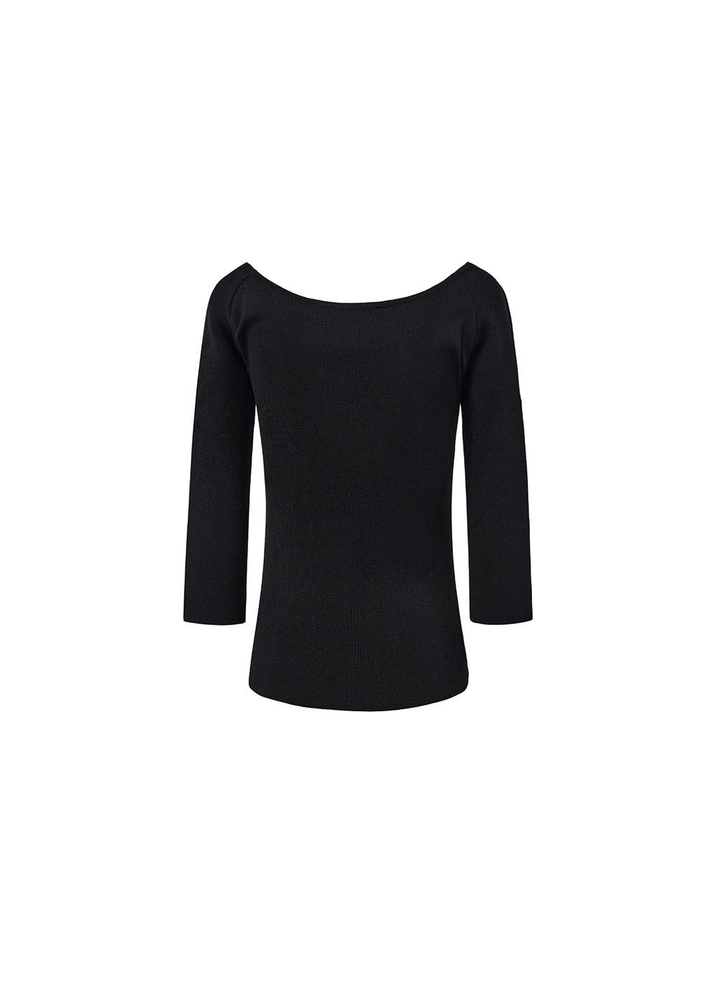 AMOMENT "scoop neck knit top" (black)