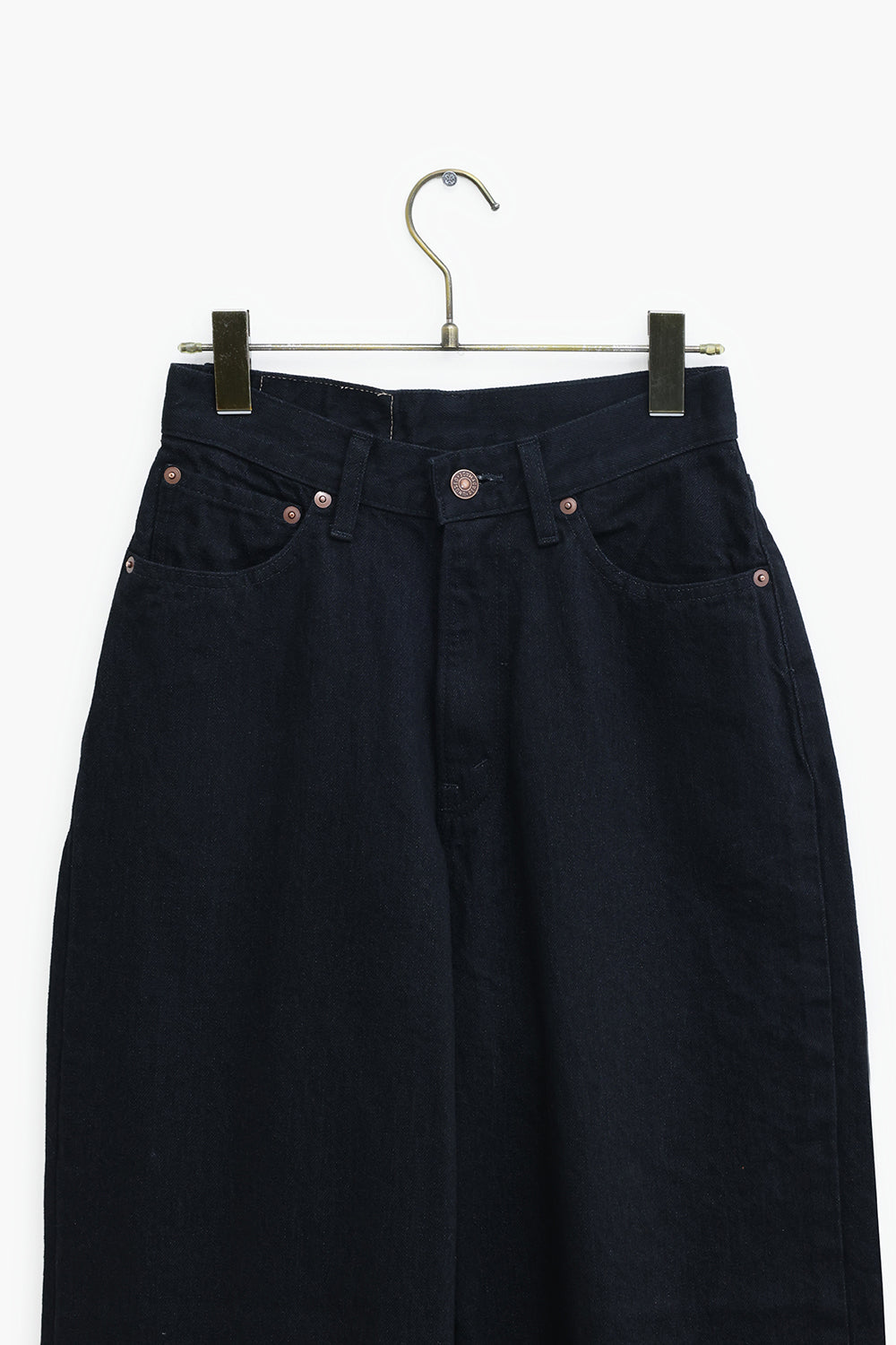UNUSED "12.5oz wide denim five pockets pants" (black)