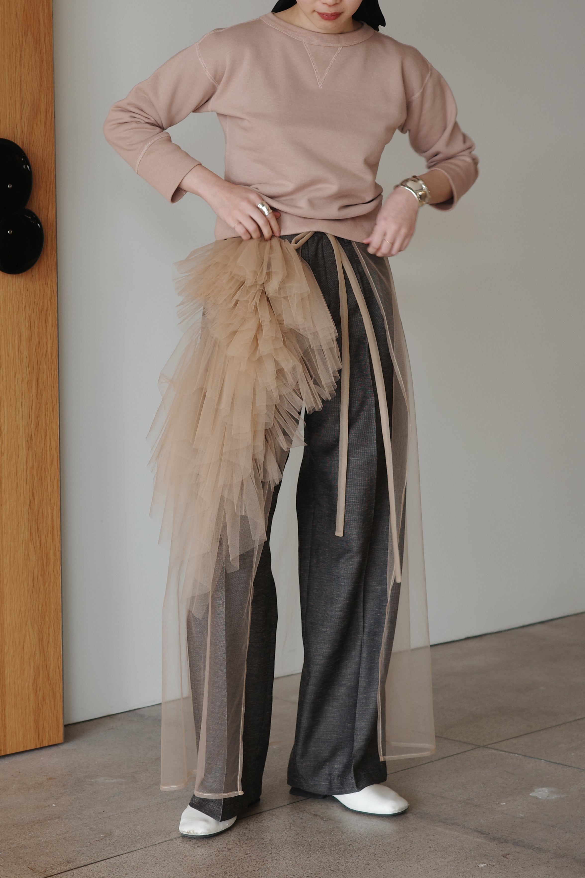 NEPLA "side W belt slacks" (gray)