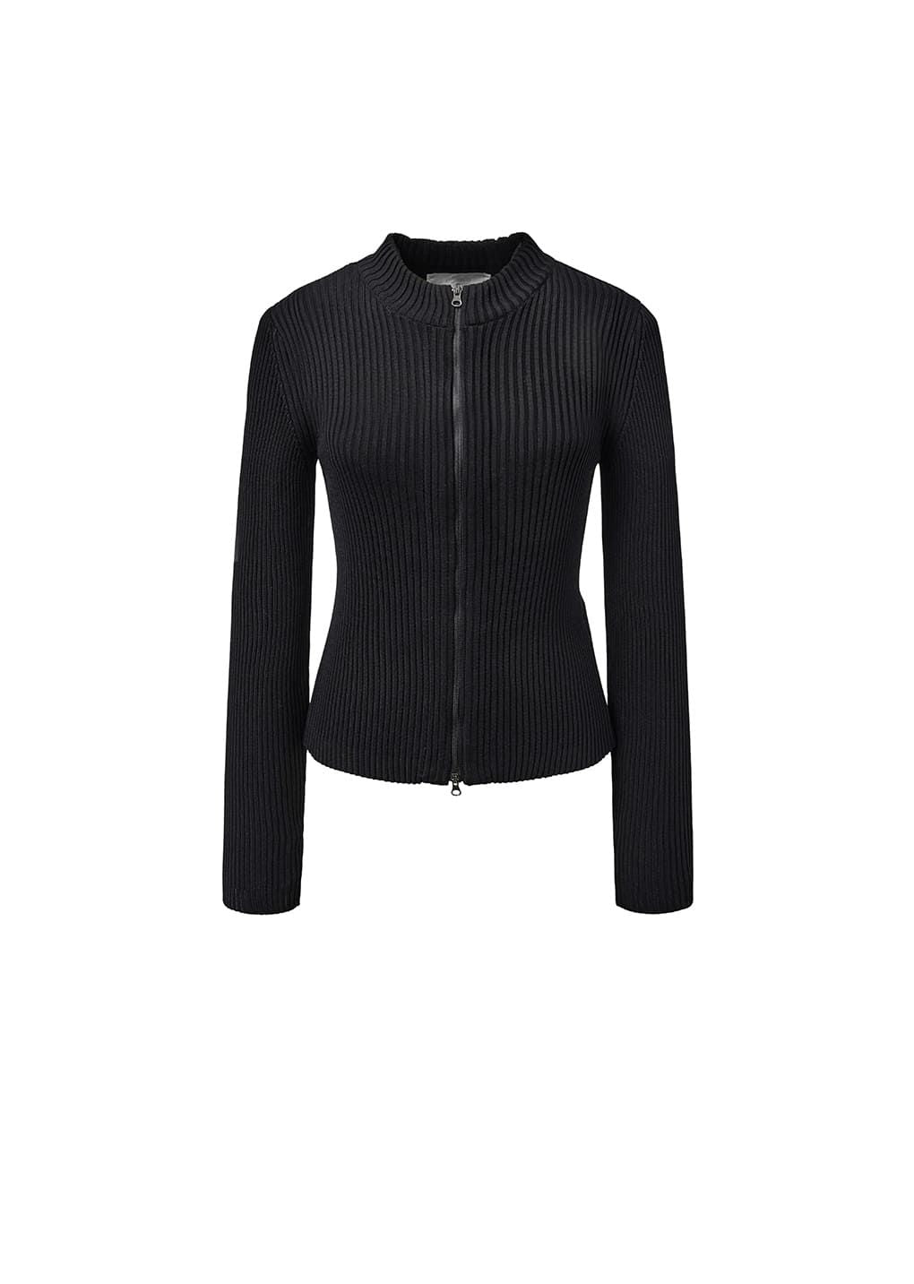 AMOMENT "ribbed mock neck cardigan" (black)