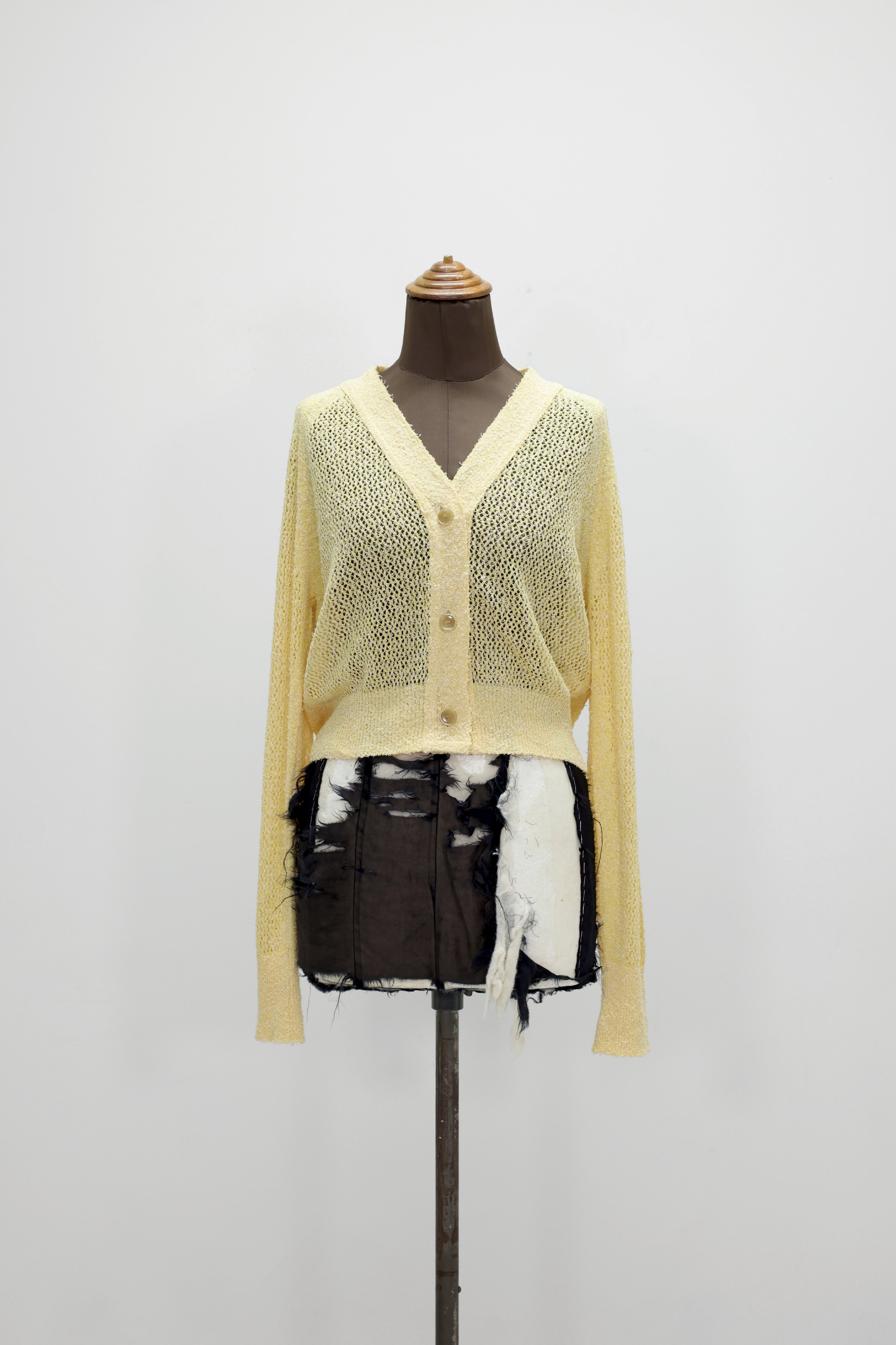 NEPLA "short cardigan mini net knit" (mix yellow)