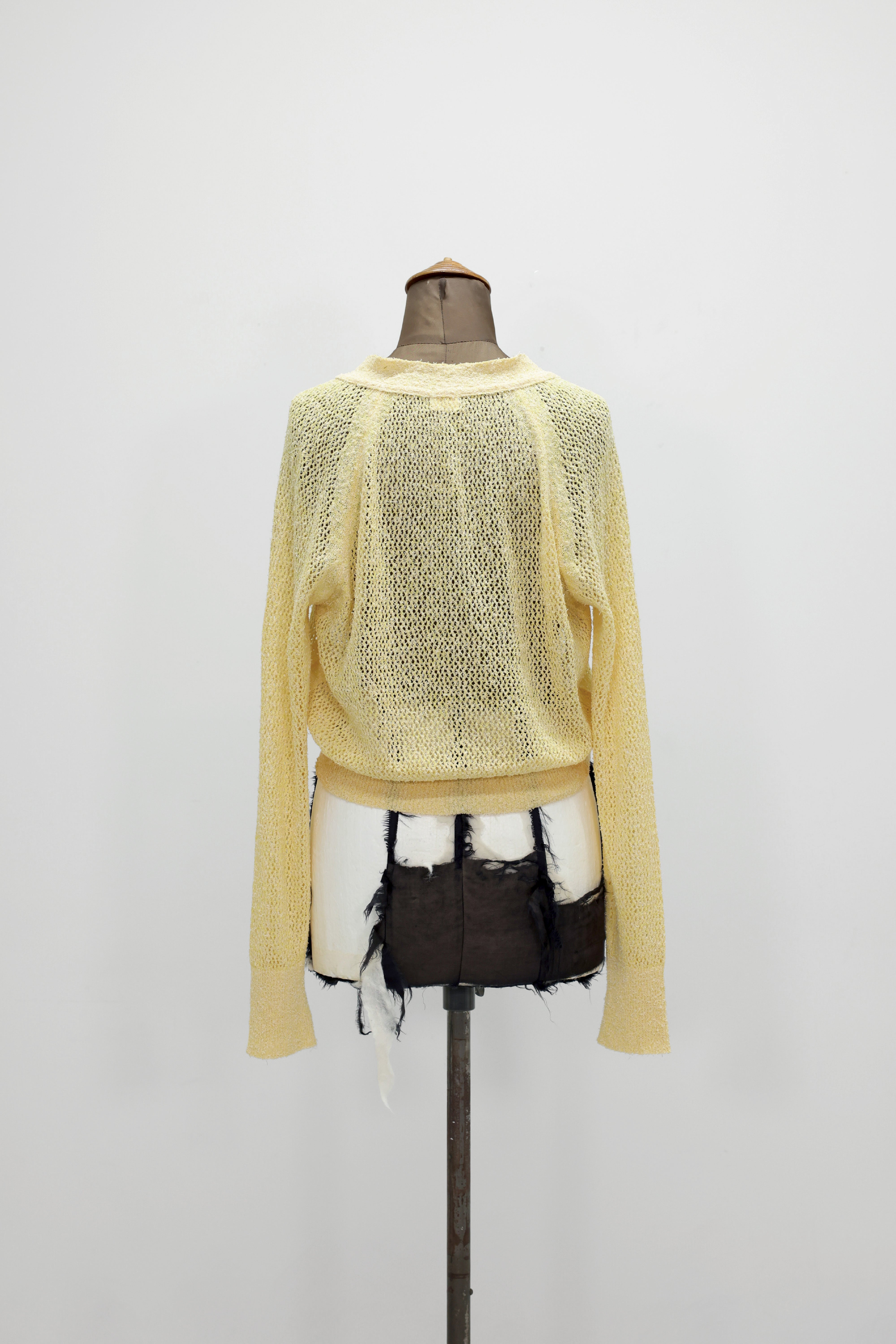 NEPLA "short cardigan mini net knit" (mix yellow)