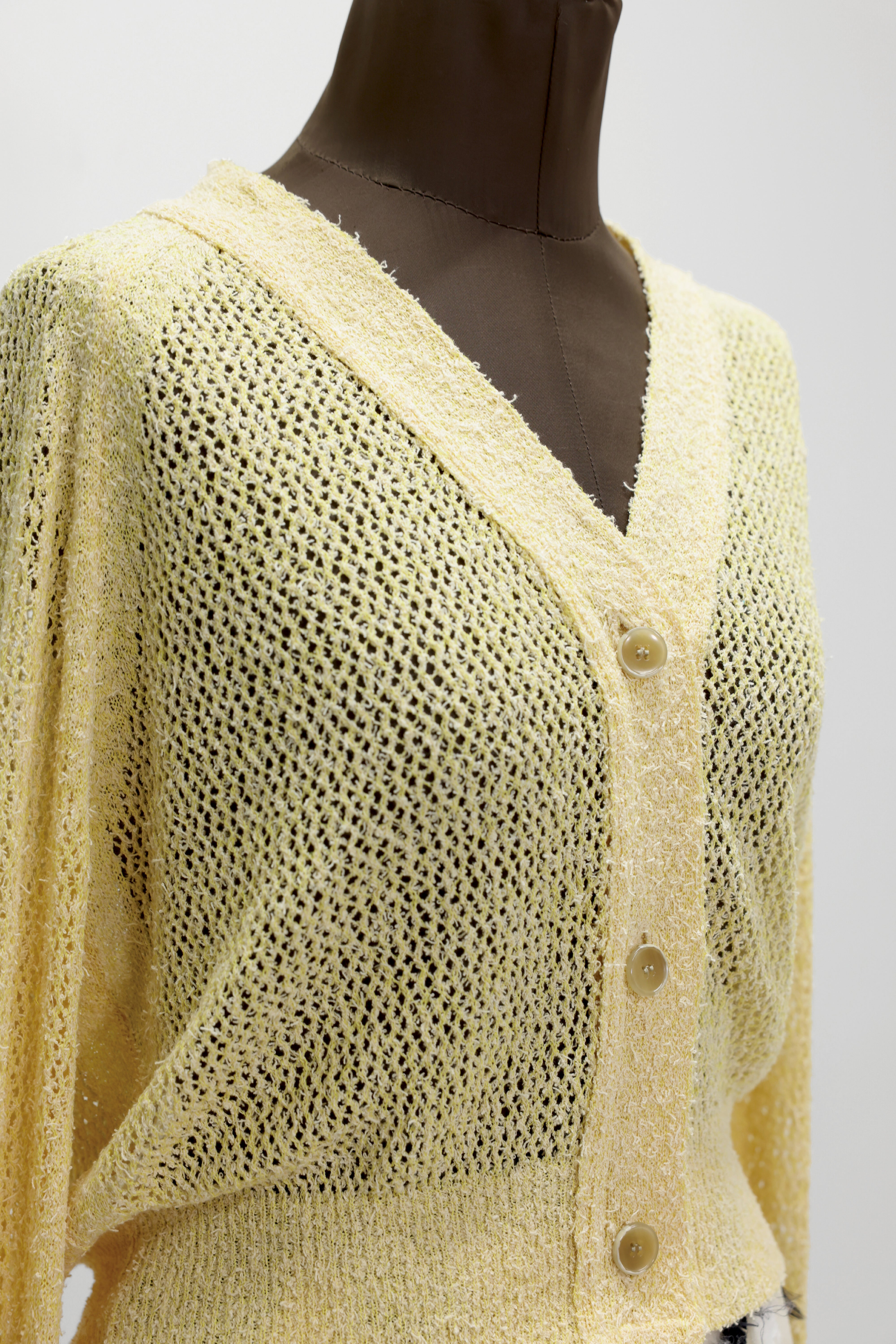 NEPLA "short cardigan mini net knit" (mix yellow)