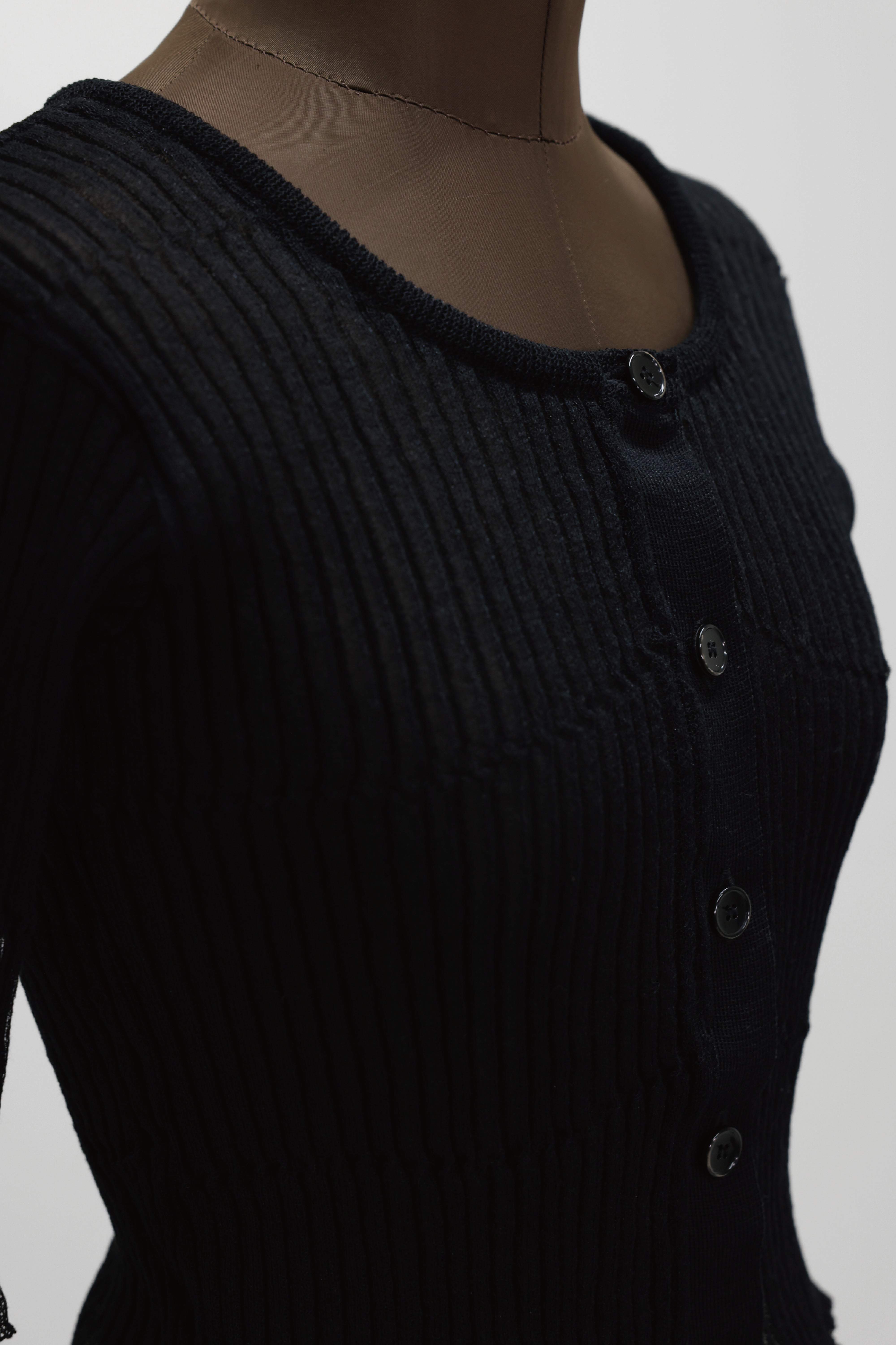 NEPLA "2way cardigan sheer rib knit" (black)