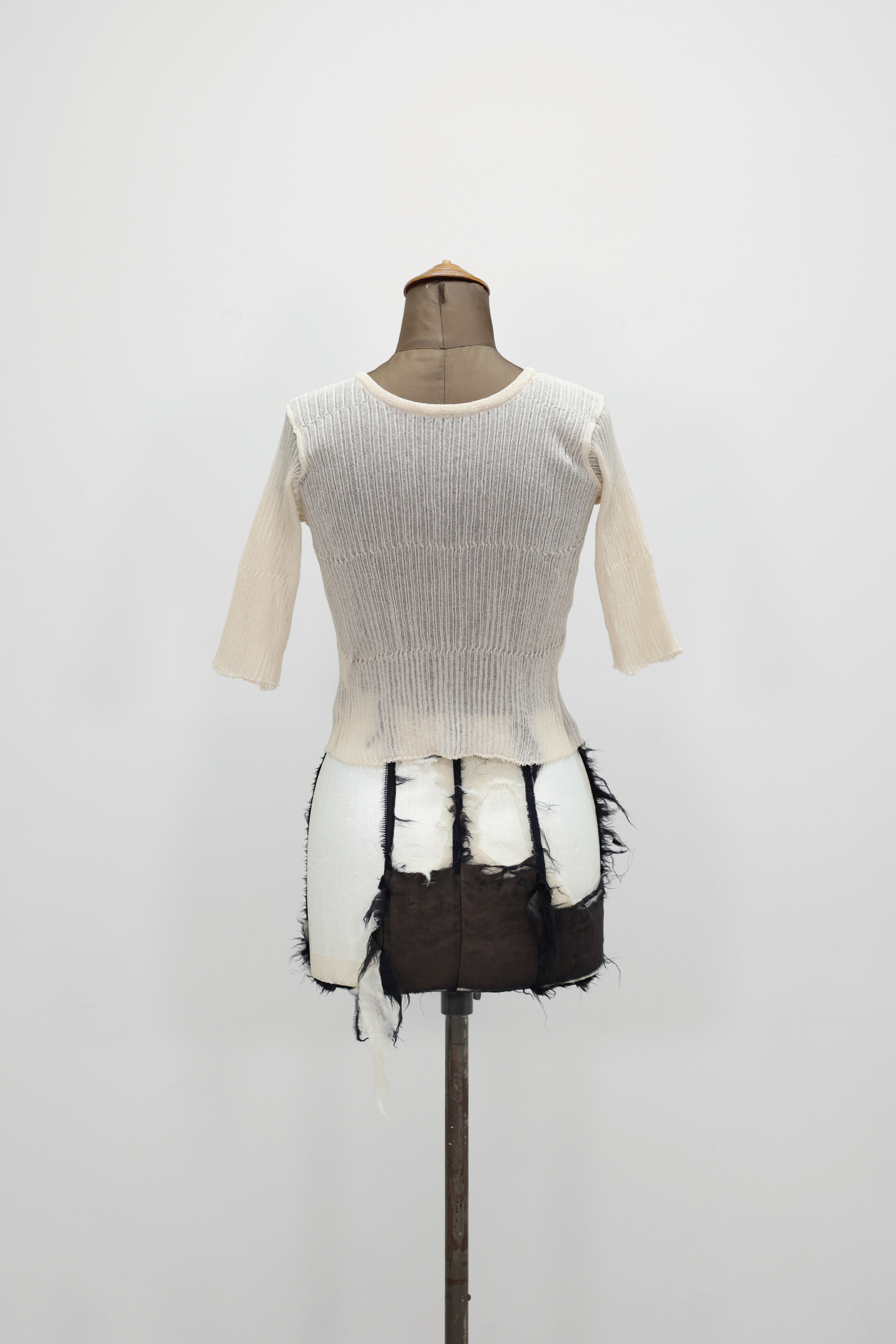 NEPLA "2way cardigan sheer rib knit" (beige)