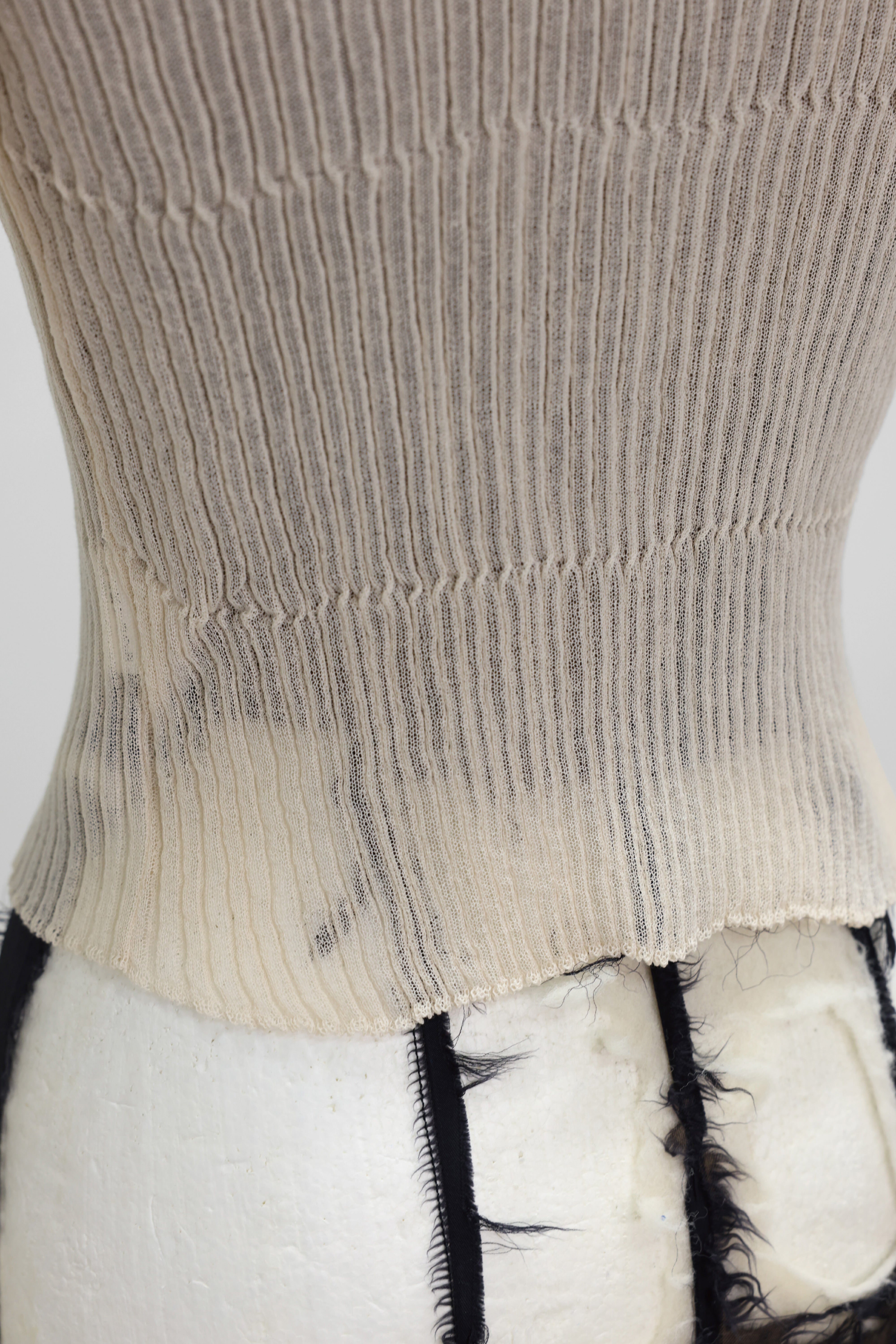 NEPLA "2way cardigan sheer rib knit" (beige)