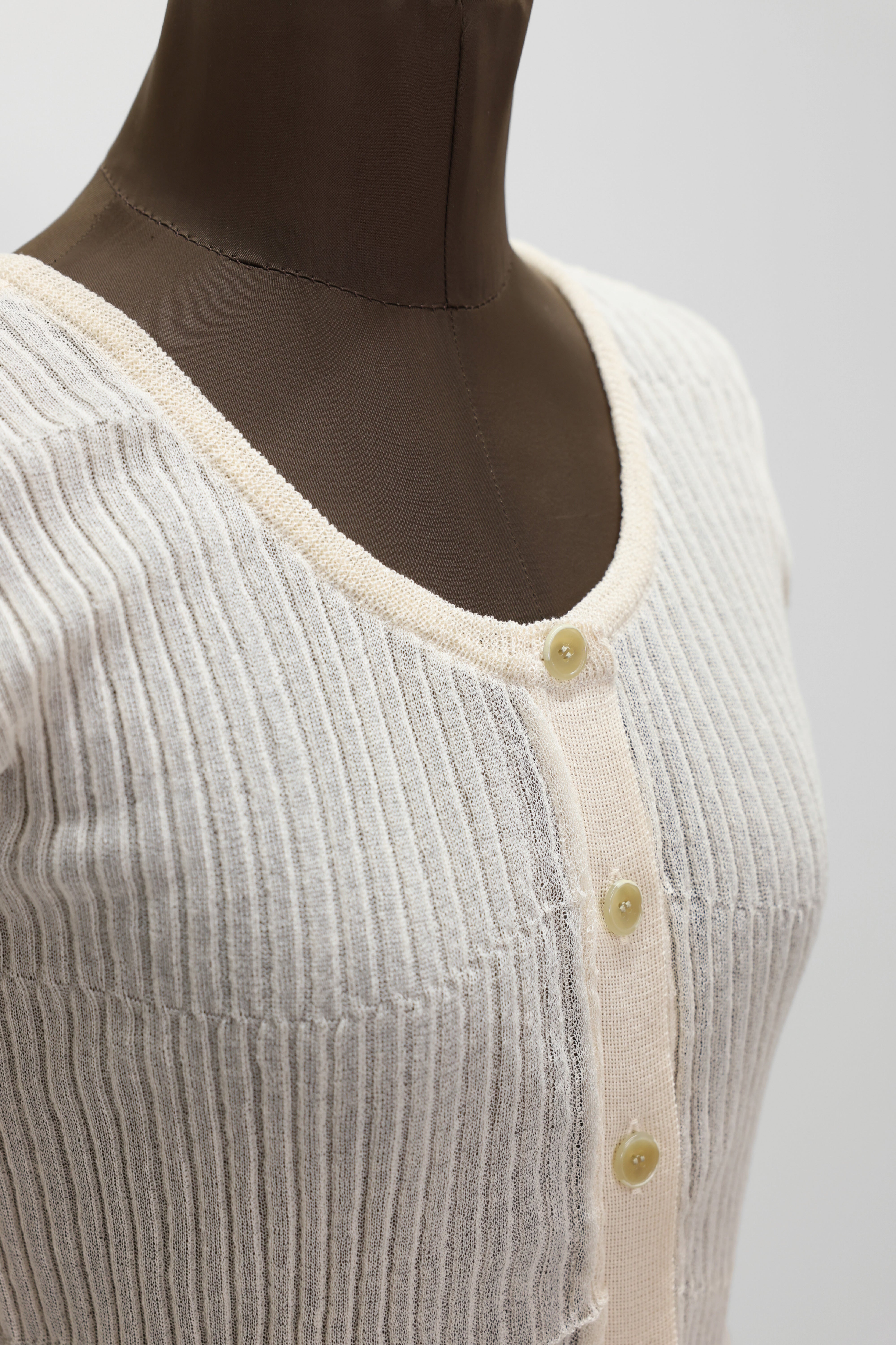 NEPLA "2way cardigan sheer rib knit" (beige)