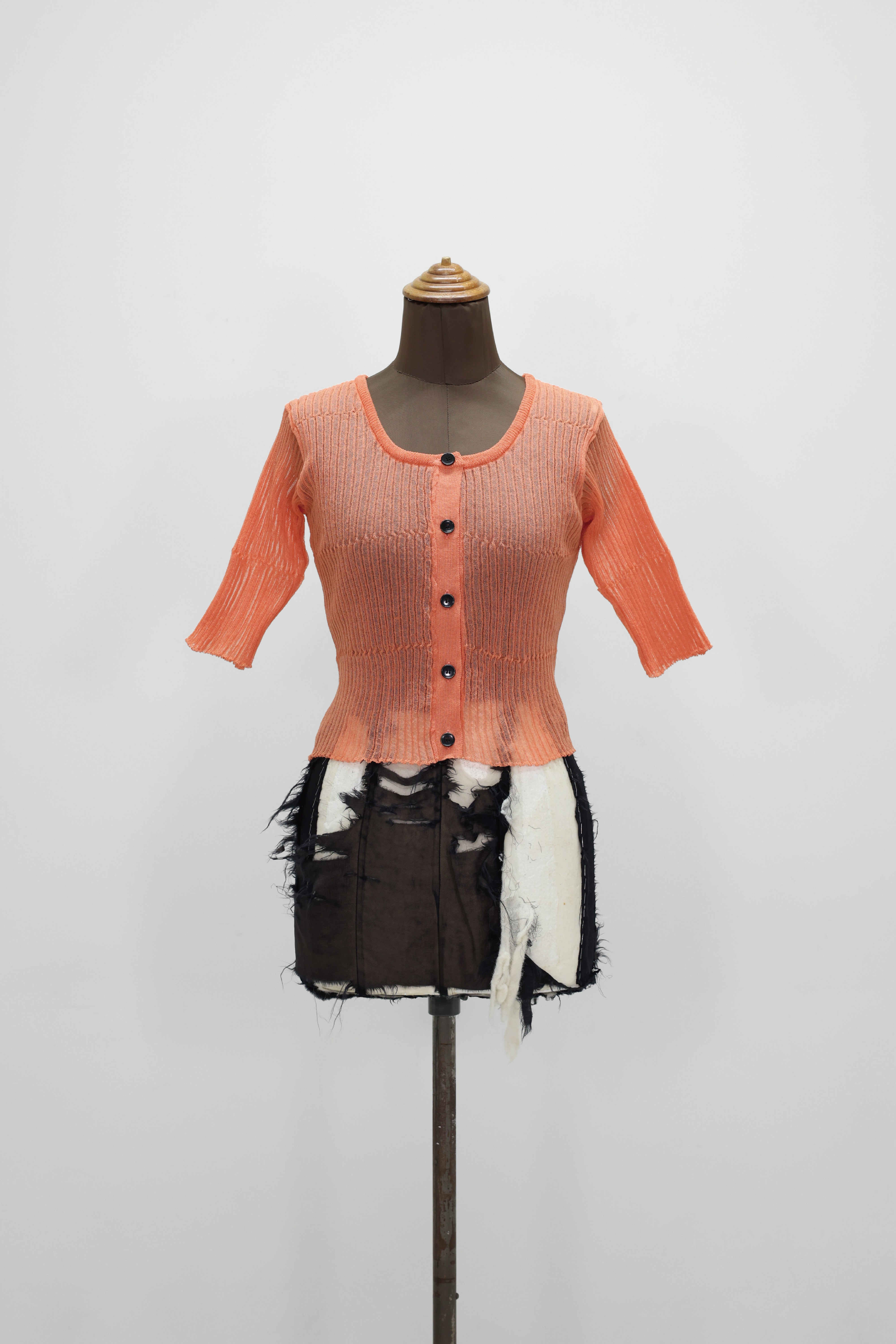 NEPLA "2way cardigan sheer rib knit" (orange)