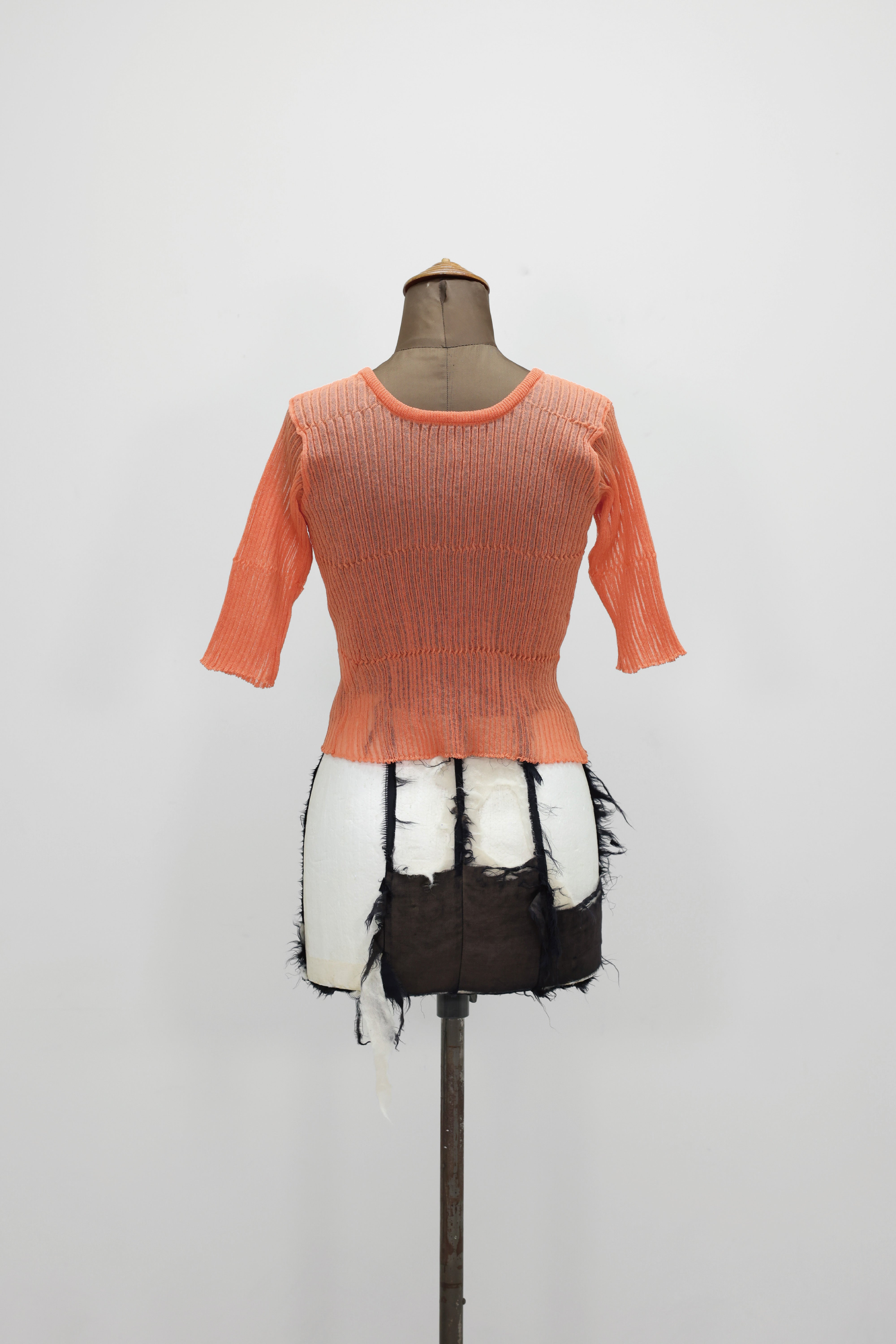 NEPLA "2way cardigan sheer rib knit" (orange)