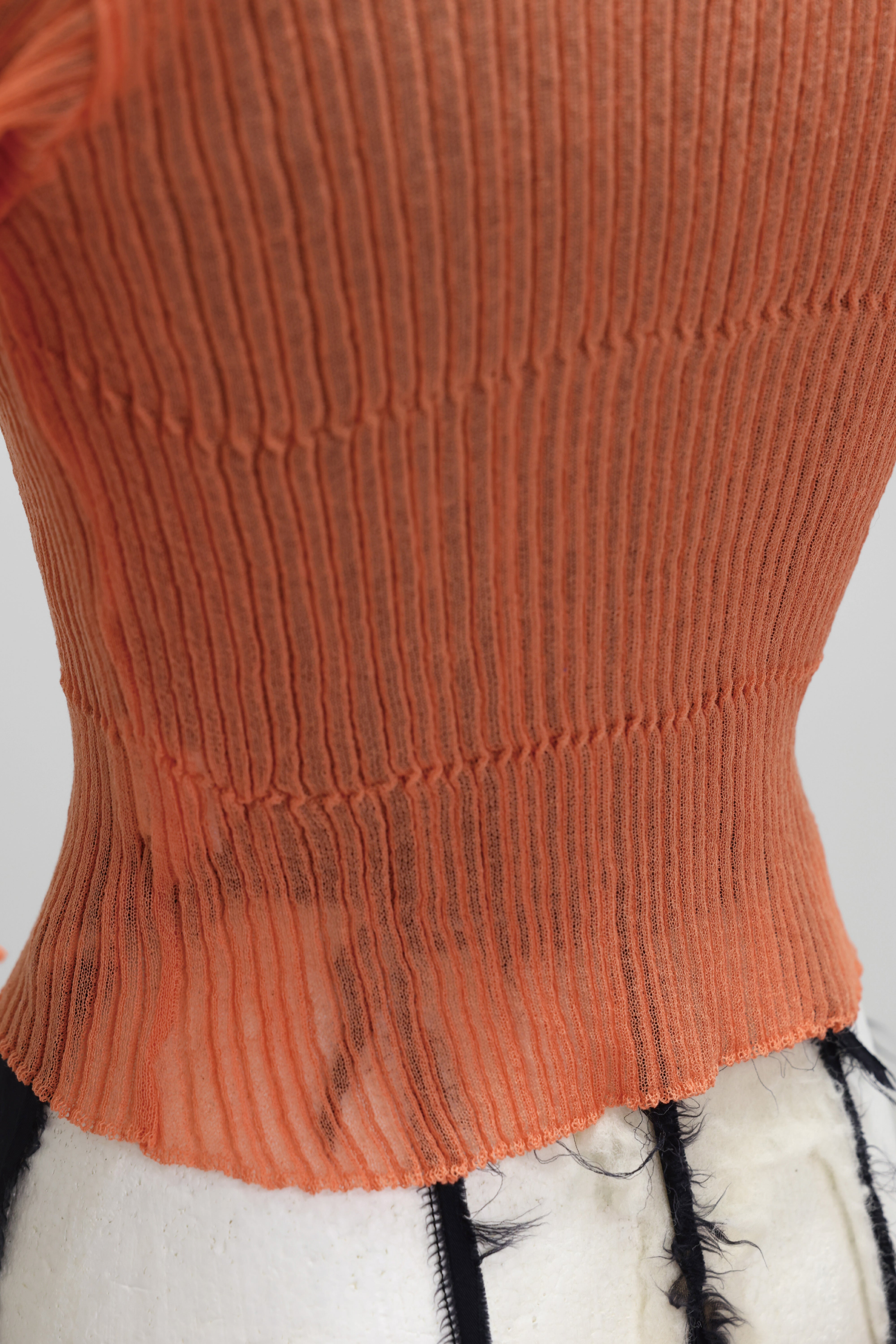 NEPLA "2way cardigan sheer rib knit" (orange)