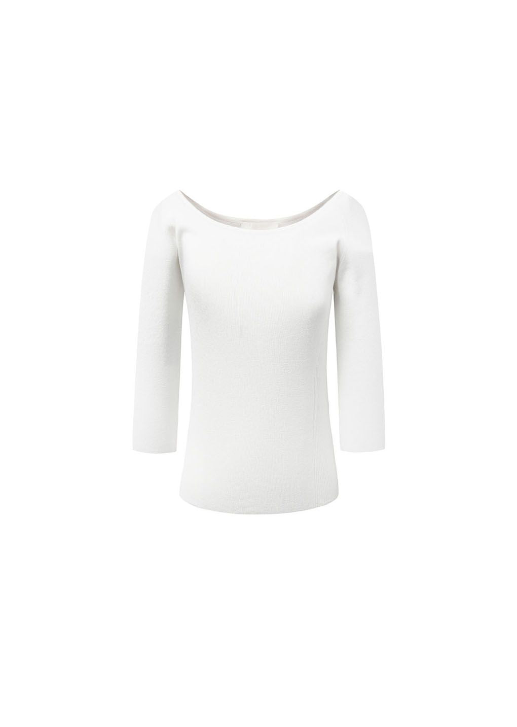 AMOMENT "scoop neck knit top" (white)