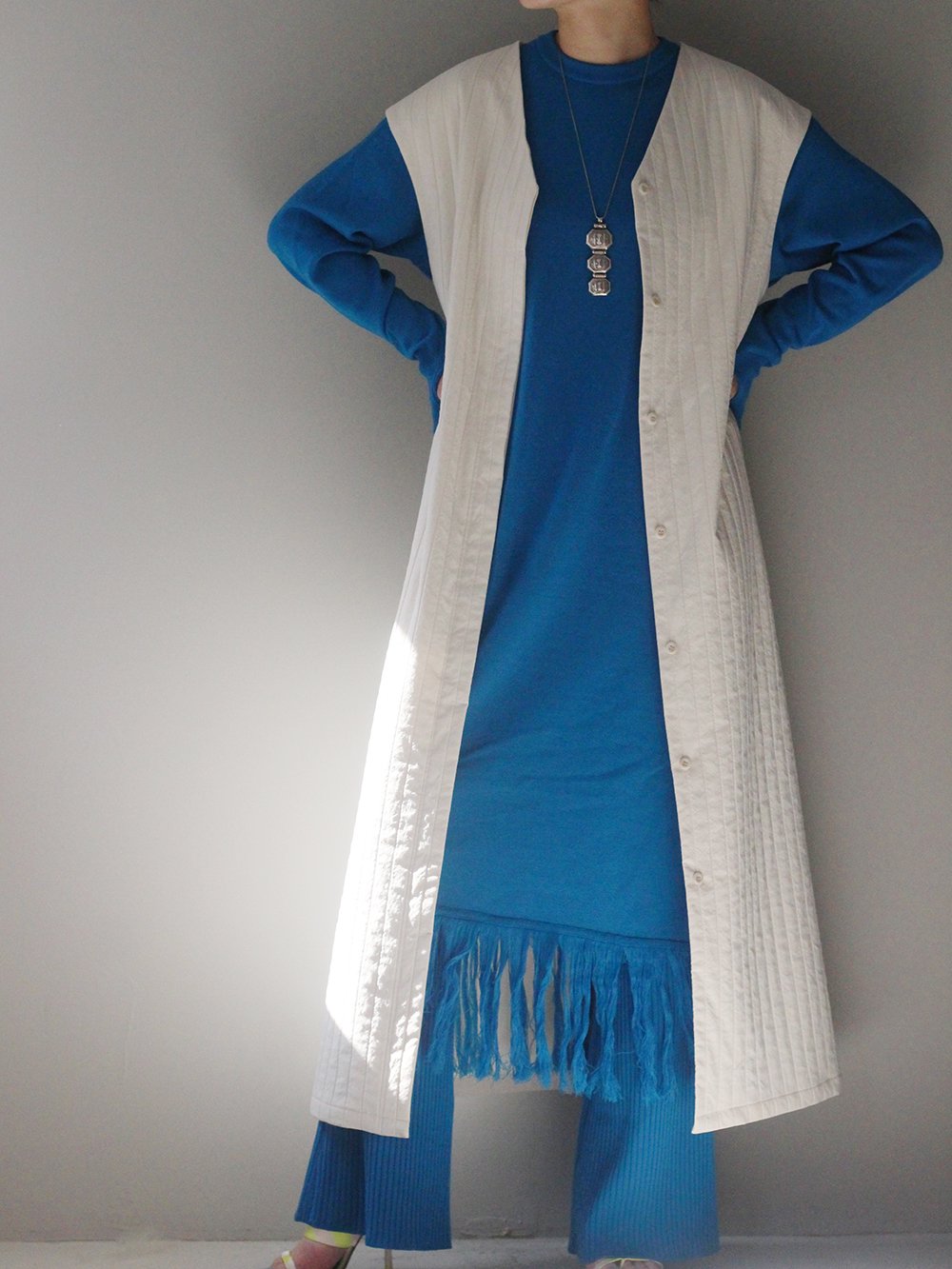 DOMENICO＋SAVIO “ matelasse stripe sleevless coat(IVORY)"
