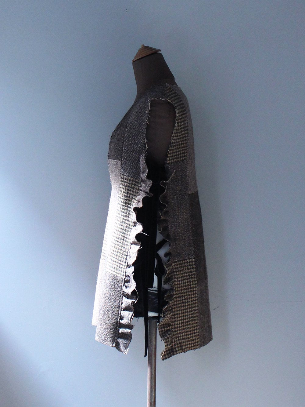 MALION vintage " tweed frill ribbon vest (ASSORT)"