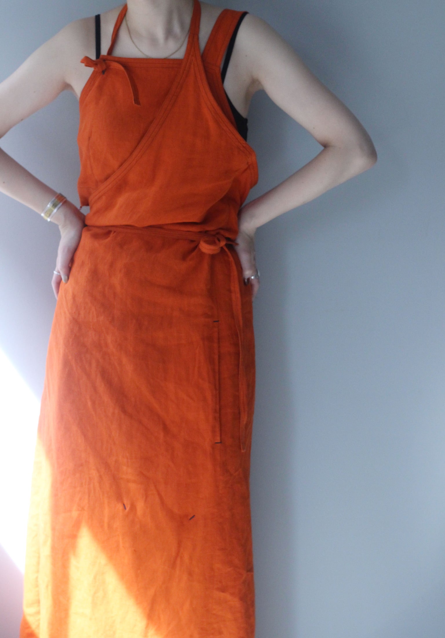 JUN MIKAMI “ linen apron combination (orange) “
