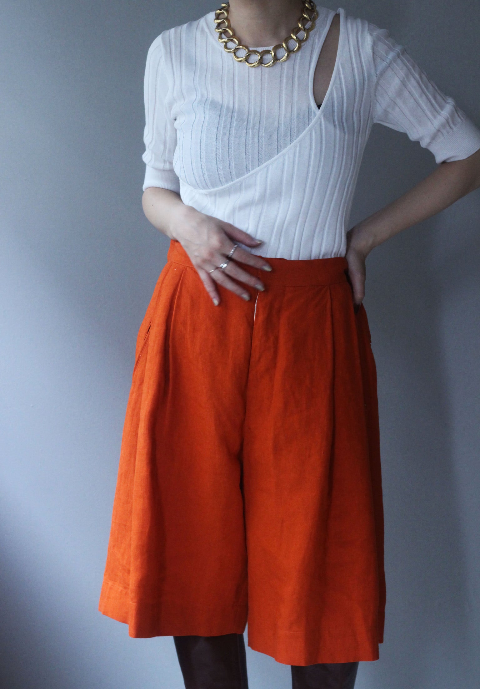 【SALE】JUN MIKAMI “ linen shorts (orange) “