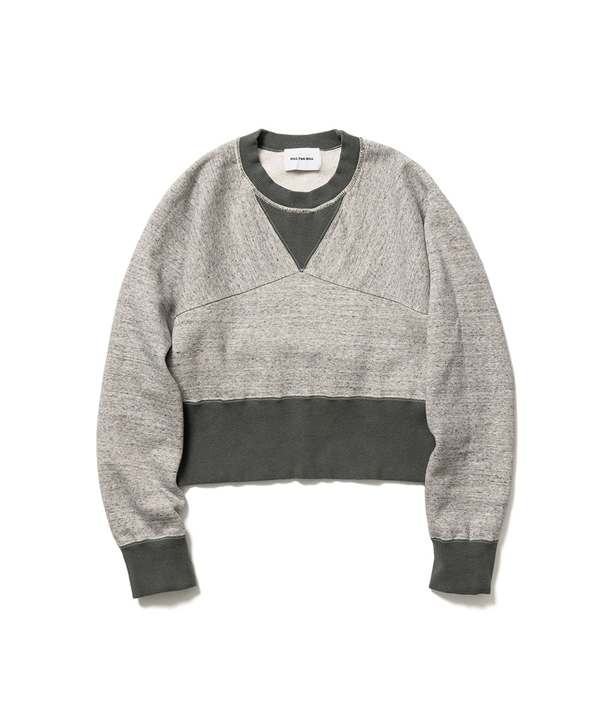 FILL THE BILL " BY COLLOR SHORT SWEAT ( GRAY x OLIVE)"
