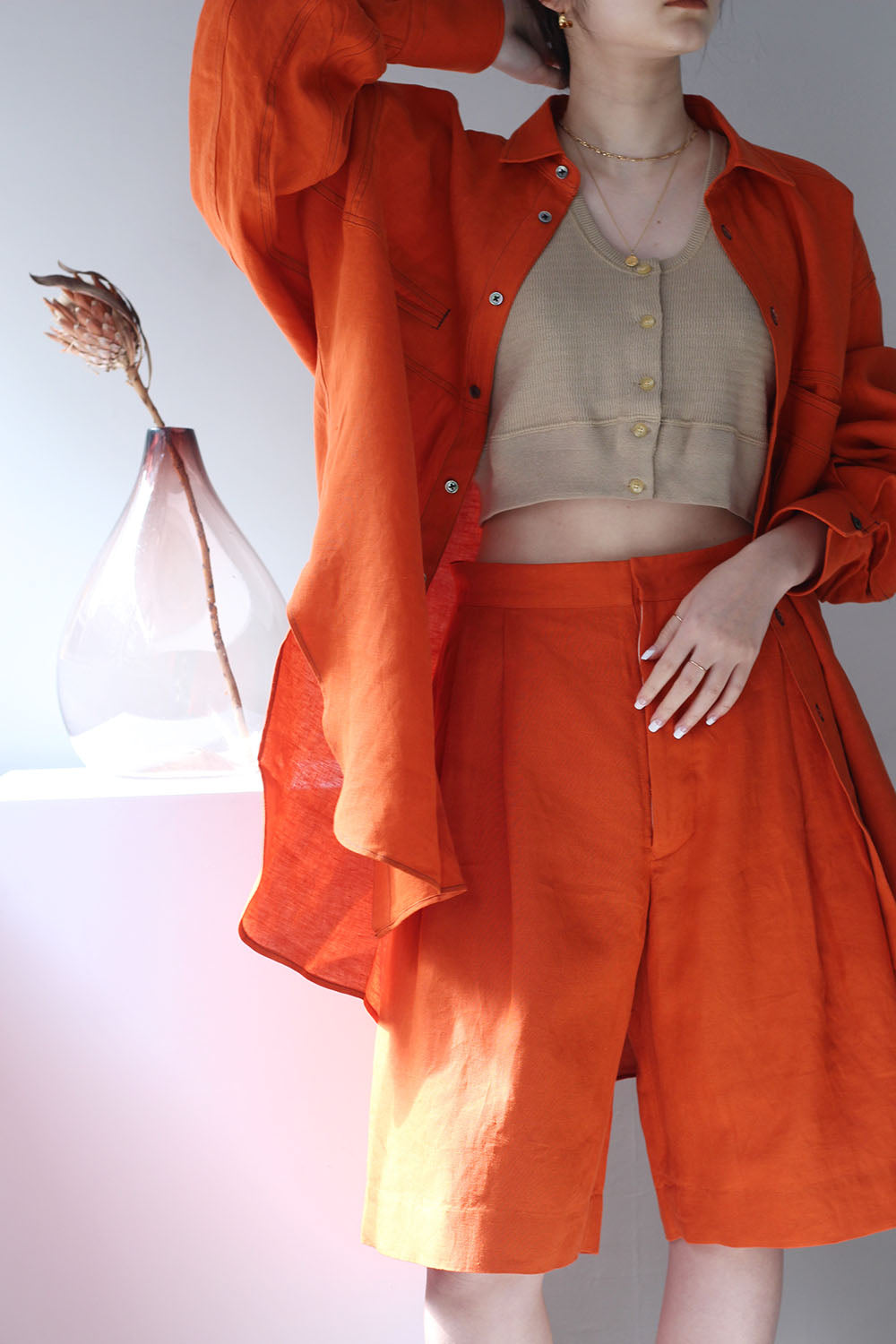 JUN MIKAMI “ linen shirt (orange) “