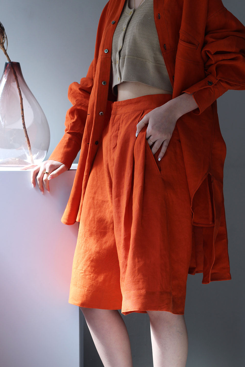 【SALE】JUN MIKAMI “ linen shorts (orange) “