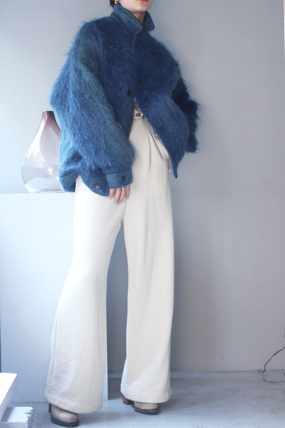 ERiKO KATORi "flow dye kidmohair harrington jacket" (blue)