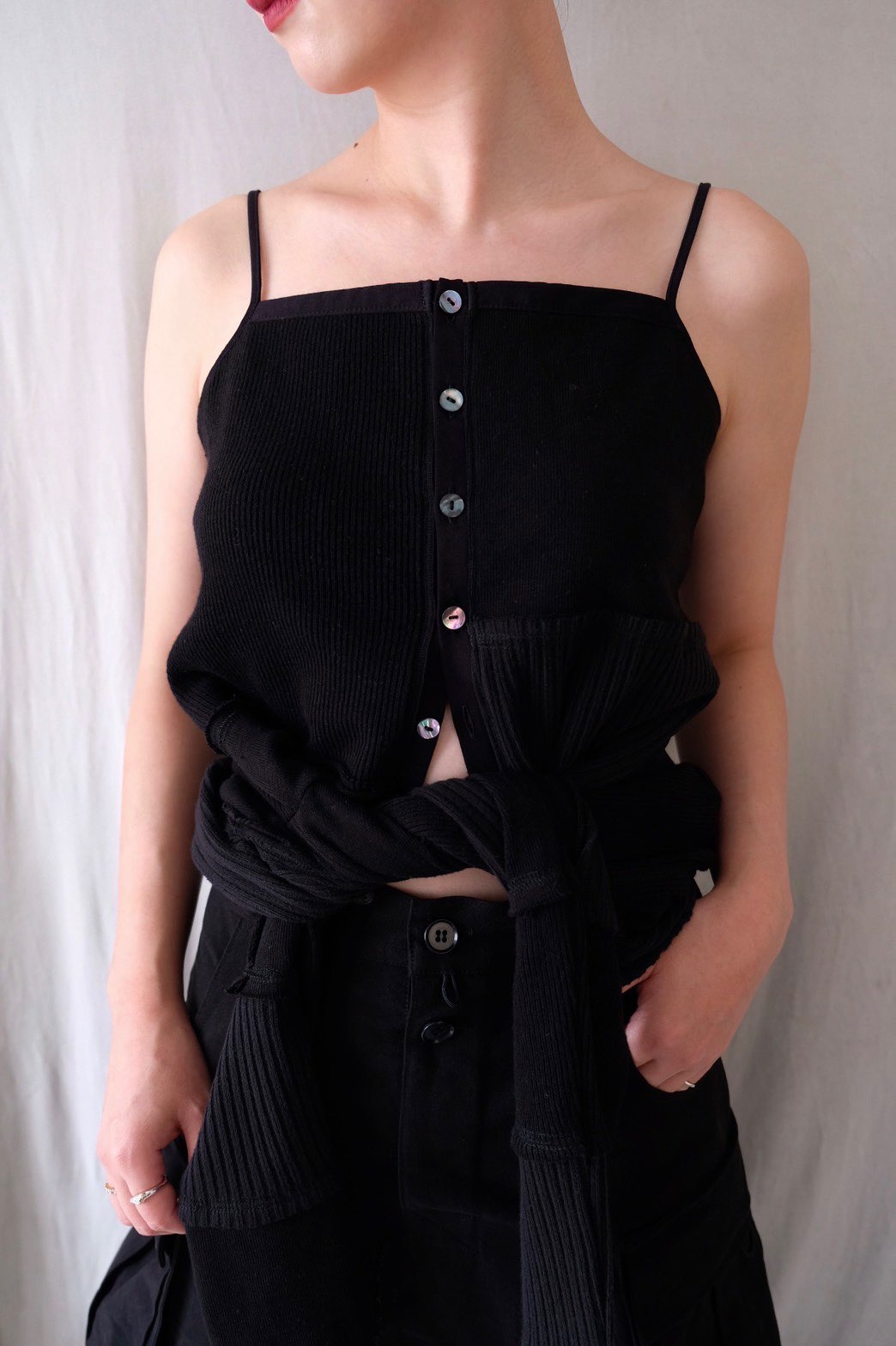 MALION vintage “military rib patchwork cardigan (black)”