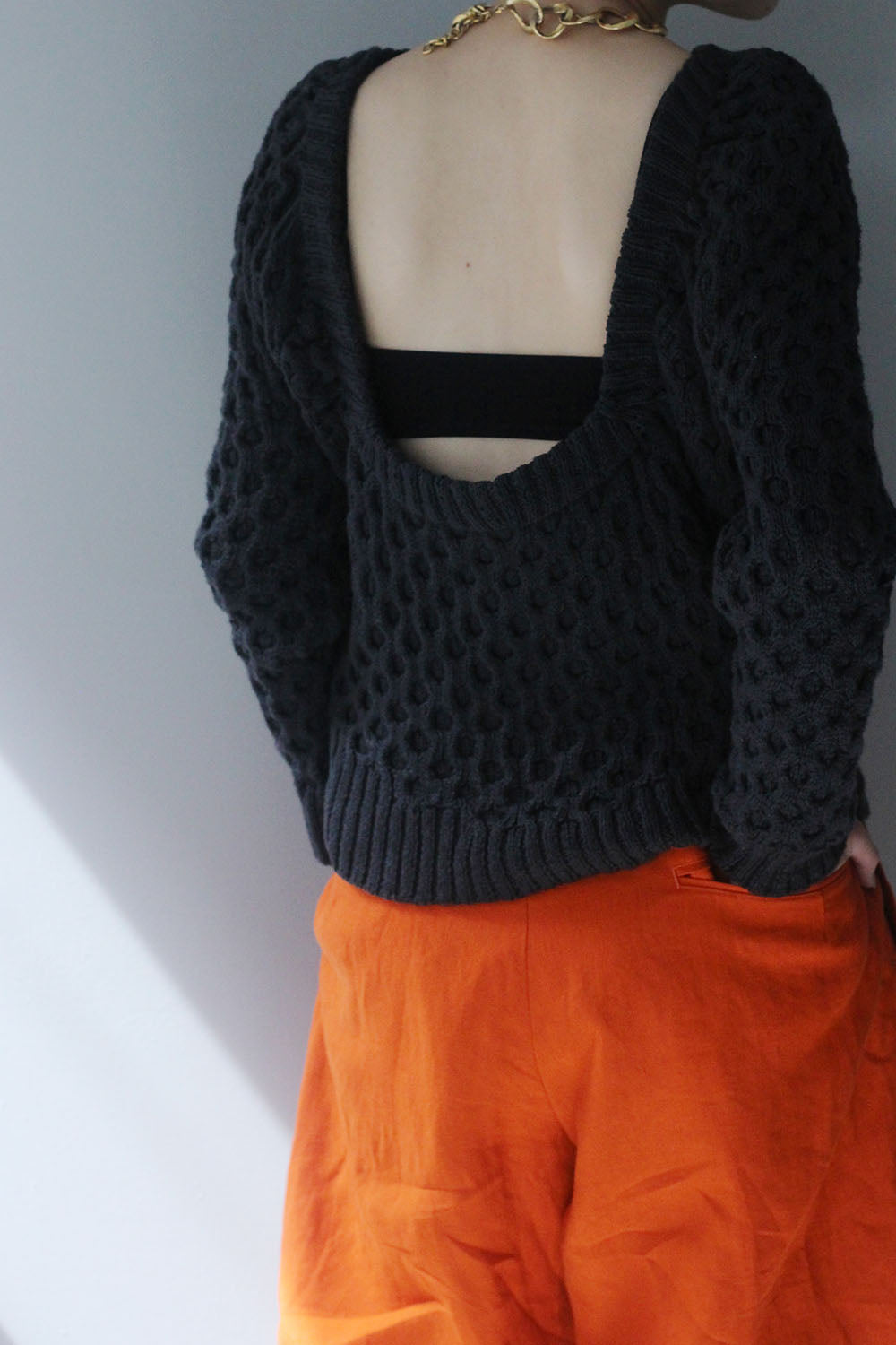 【SALE】JUN MIKAMI “hand knit(charcoal) “