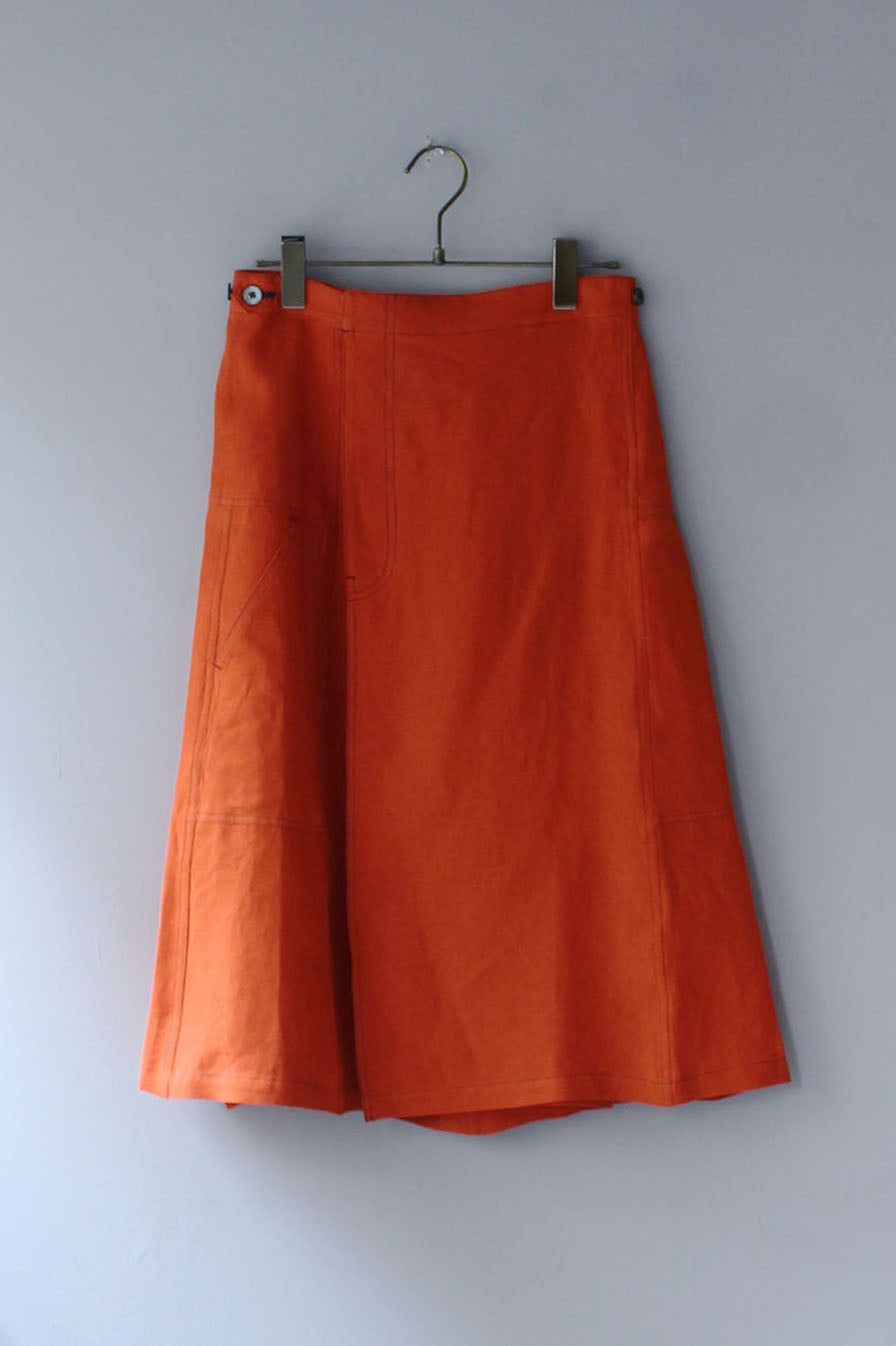 【SALE】JUN MIKAMI “ linen skirt (orange) “